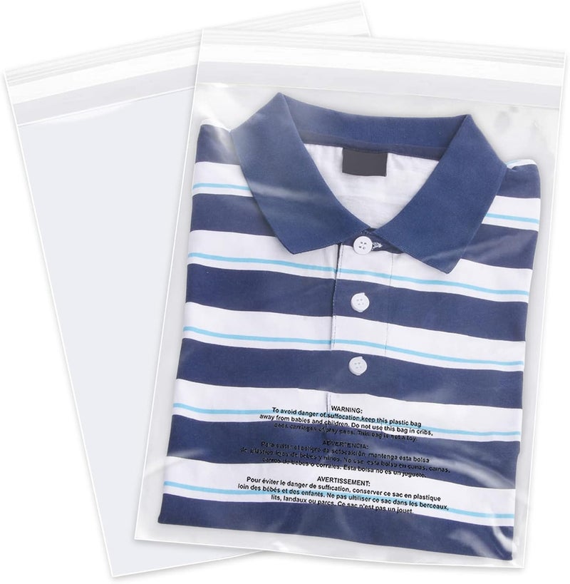 WEPOLY 12" x 18" (1000 Count) - Clear Poly Bags with Suffocation Warning Self Seal for Packaging, Shirts, Clothing & FBA - Permanent Adhesive - Image 1